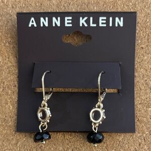 Anne Klein Gold Earrings with Black Accents. NWT